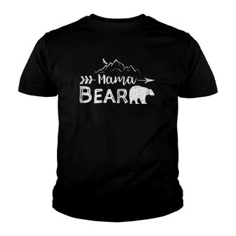 Womens Mama Bear Matching Family Mama Papa Bear Camping Gift Youth T-shirt | Mazezy