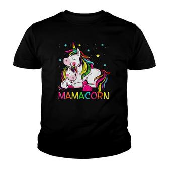 Womens Mamacorn Mother's Day Unicorn Mom Mommycorn Women V-Neck Youth T-shirt | Mazezy