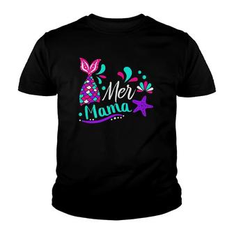 Womens Mer Mama Funny Cute Mermaid For Moms Mothers Day Youth T-shirt - Thegiftio UK