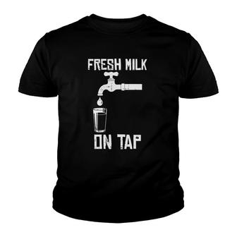 Womens Milk On Tap Breastfeeding Funny Motherhood Mama New Mom Gift Youth T-shirt | Mazezy