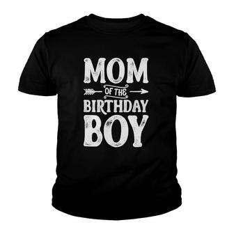Womens Mom Of The Birthday Boy Funny Mother Mama Moms Women Gifts V-Neck Youth T-shirt | Mazezy