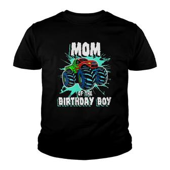 Womens Mom Of The Birthday Boy Monster Truck Birthday Party Youth T-shirt | Mazezy