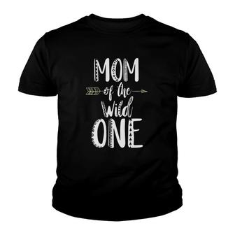 Womens Mom Of The Wild One Tshir V-Neck Youth T-shirt | Mazezy