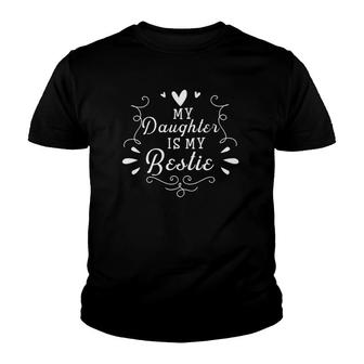Womens My Daughter Is My Bestie Cute Matching For Mom V-Neck Youth T-shirt | Mazezy