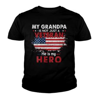 Womens My Grandpa Is Not Just Veteran He Is My Hero Military Youth T-shirt | Mazezy