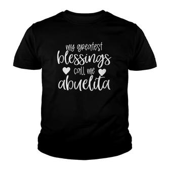 Womens My Greatest Blessings Call Me Abuelita Mother's Day Youth T-shirt | Mazezy