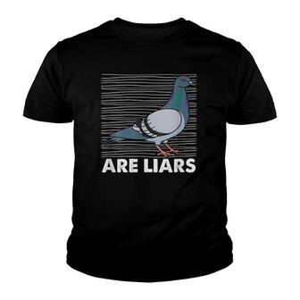 Womens Pigeons Are Liars Aren't Reals Spies Birds Pun Gift Youth T-shirt | Mazezy AU