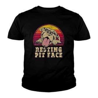 Womens Pitbull Dog Resting Pit Face Cute Vintage Pitbull Lovers V-Neck Youth T-shirt | Mazezy