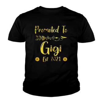 Womens Promoted To Gigi Est 2021 First Time Mom Sunflower Youth T-shirt | Mazezy