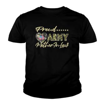 Womens Proud Army Mother-In-Law Us Flag Dog Tag Military Mom Family Youth T-shirt | Mazezy