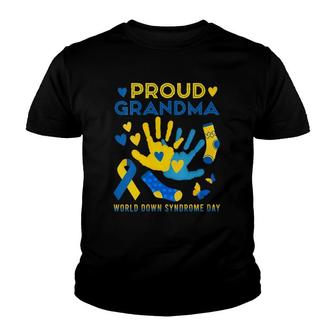 Womens Proud Grandma T21 World Down Syndrome Awareness Day Ribbon Youth T-shirt | Mazezy