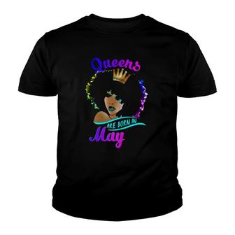 Womens Queens Are Born In Mayblack Women Taurus Birthday Youth T-shirt | Mazezy