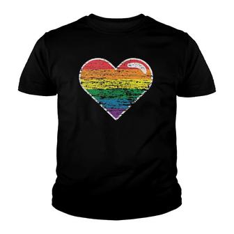 Womens Rainbow Heart Lgbtq Gay Pride Month Lgbt V-Neck Youth T-shirt