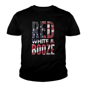 Womens Red White And Booze Drinking 4Th Of July Usa Flag Youth T-shirt | Mazezy