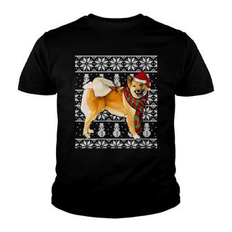 Womens Santa Hat Xmas Icelandic Sheepdog Ugly Christmas Youth T-shirt | Mazezy
