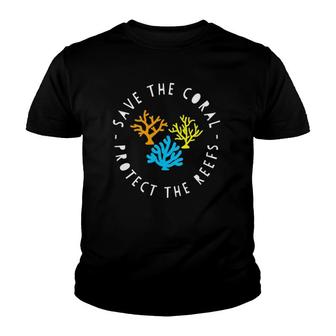 Womens Save The Coral Reef Aquarist Aquarium Gift Marine Biology V-Neck Youth T-shirt | Mazezy