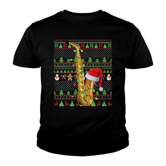 Womens Saxophone Family Matching Ugly Saxophone Christmas Youth T-shirt | Mazezy