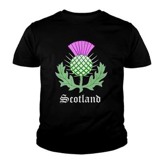Womens Scottish Thistle Flower Celtic Symbol Scotland Gifts V-Neck Youth T-shirt | Mazezy