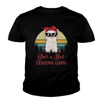 Womens She's A Bad Grandma Llamacute Mother's Day Gifts Youth T-shirt | Mazezy