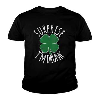 Womens Surprise I'm Drunk St Patrick's Day Beer Shamrock Irish Gift Youth T-shirt | Mazezy