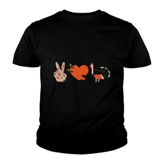 Womens Thanksgiving Peace Love Thanksgiving Handwrite Youth T-shirt | Mazezy