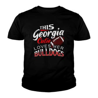 Womens This Georgia Cutie Loves Her Bulldogs Sports Fan V Neck Youth T-shirt - Thegiftio UK