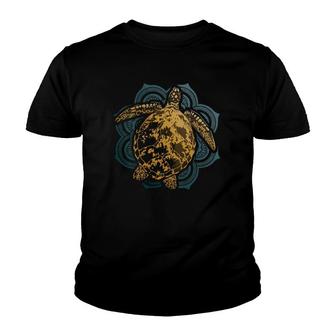 Womens Turtle Love Animal Reptile Nature Mandala Gift V-Neck Youth T-shirt | Mazezy