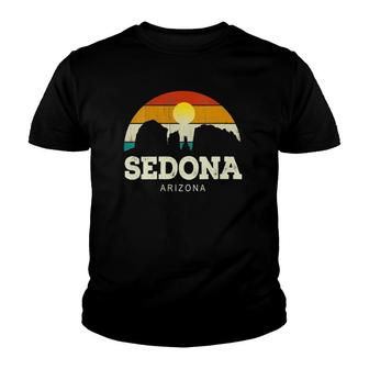 Womens Vintage Retro Style Skyline Desert Landscape Sedona Arizona V-Neck Youth T-shirt | Mazezy