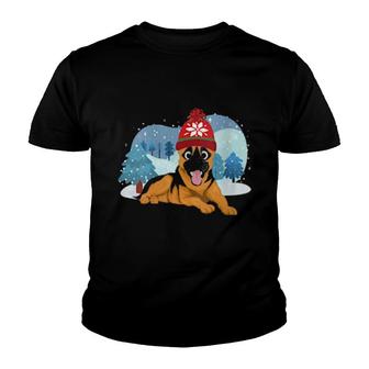 Womens Winter Animal Pet Owner Snowy Dog German Shepherd Youth T-shirt | Mazezy