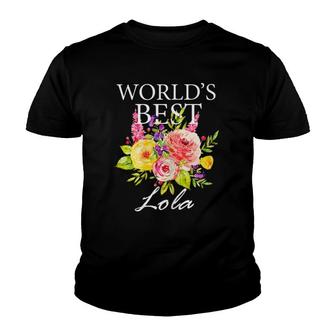 Womens World's Best Lola Filipino Grandma Mother's Day Flower Youth T-shirt | Mazezy