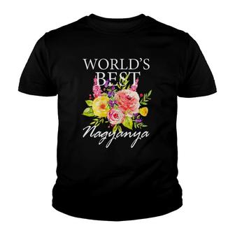 Womens World's Best Nagyanya Hungarian Grandma Mother's Day Flower Youth T-shirt | Mazezy