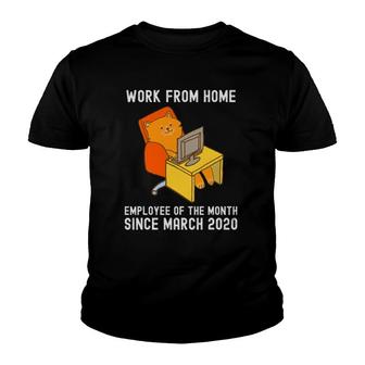 Work From Home Employee Of The Month Since March 2020 Cat Youth T-shirt | Mazezy