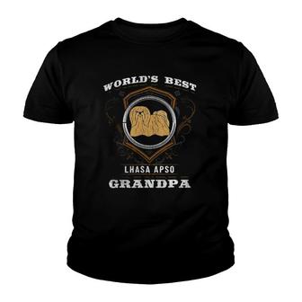 World's Best Lhasa Apso Grandpa Dog Breed Owner Youth T-shirt | Mazezy