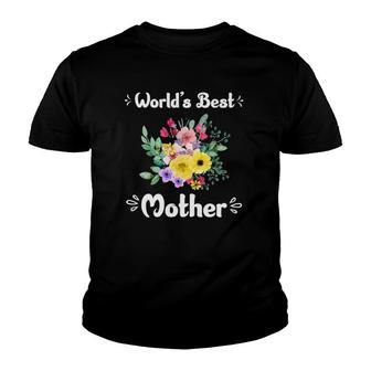 World's Best Mother Beautiful Flowers Bouquet Mom Gift Youth T-shirt | Mazezy
