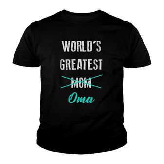 World's Greatest Mom Oma Pregnancy Announcement Youth T-shirt | Mazezy
