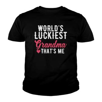 Worlds Luckiest Grandma Thats Me Grandmother Youth T-shirt | Mazezy