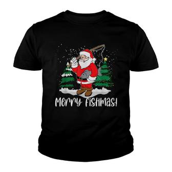 Xx2n Merry Fishmas Santa Christmas Merry Xmas Fishing Youth T-shirt | Mazezy
