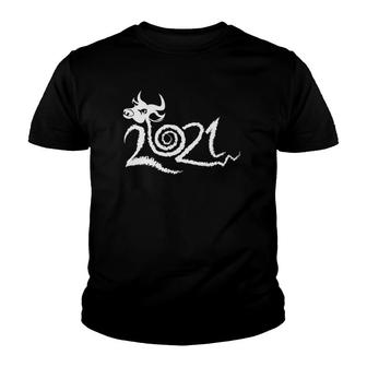 Year Of The Ox 2021 Chinese Zodiac Artistic Astrology Gifts Youth T-shirt | Mazezy