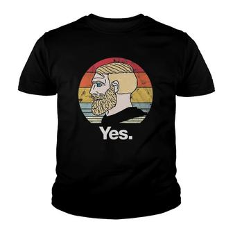 Yes Chad Meme Funny Nordic Man Gamer Gaming Retro Sunset Youth T-shirt | Mazezy