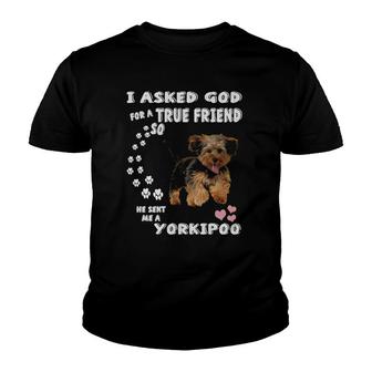 Yorkie Poodle Dog Quote Mom Yorkiepoo Dad Art Cute Yorkipoo Youth T-shirt | Mazezy