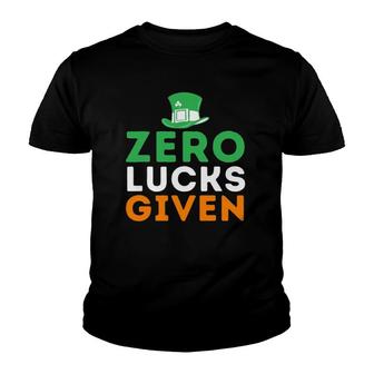 Zero Lucks Given - Funny Irish St Patrick's Day Youth T-shirt | Mazezy