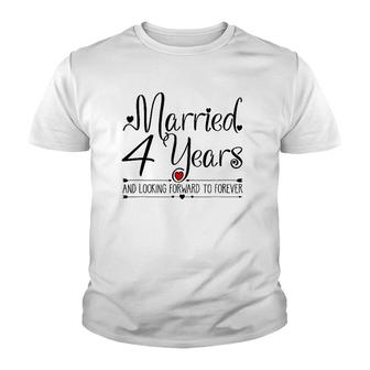 4Th Wedding Anniversary Gifts For Her Just Married 4 Years Youth T-shirt | Mazezy