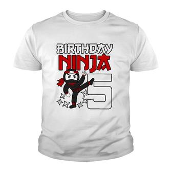 5 Years Old Birthday Party 5Th Ninja Japanese Shinobi Gift Youth T-shirt | Mazezy UK