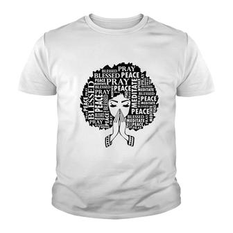 Afrocentric Women Afro Lady Pray Youth T-shirt | Mazezy