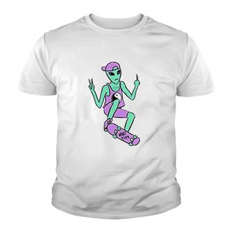 Alien Peace Skateboard Youth T-shirt | Mazezy