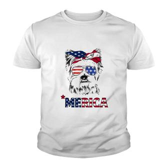 American Flag Yorkshire Terrier Yorkie Mom 4Th Of July Youth T-shirt | Mazezy AU