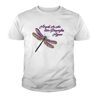 Angels Appear When Dragonflies Are Near - Gift Youth T-shirt | Mazezy