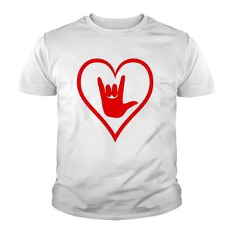 Asl American Sign Language I Love You Happy Valentine's Day Youth T-shirt | Mazezy