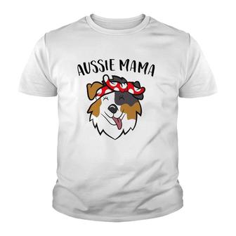 Aussie Mama Cute Australian Shepherd Mom Aussie Mom Youth T-shirt | Mazezy
