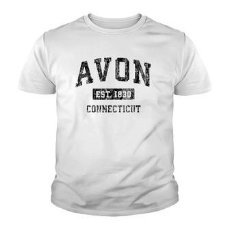 Avon Connecticut Ct Vintage Sports Design Black Design Youth T-shirt | Mazezy